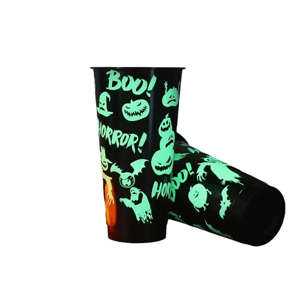24oz Glow In The Dark Water Cup Tumbler With Straw And Lids