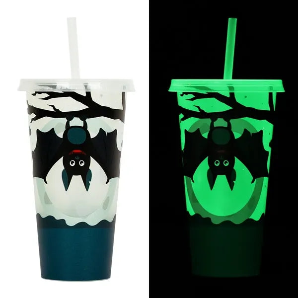 24oz Glow In The Dark Water Cup Tumbler With Straw And Lids