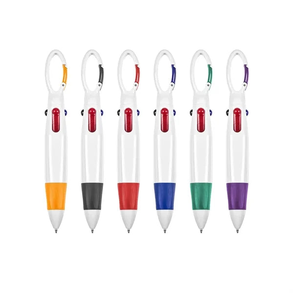1.0mm Multicolor ink Ballpoint Pens with Carabiner Clip