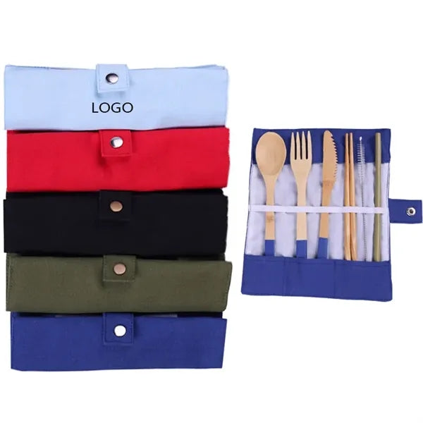 Eco - Friendly Outdoor Portable Bamboo Cutlery Set