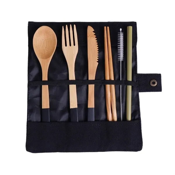 Eco - Friendly Outdoor Portable Bamboo Cutlery Set