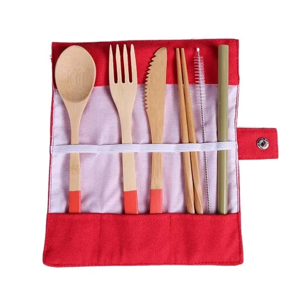 Eco - Friendly Outdoor Portable Bamboo Cutlery Set
