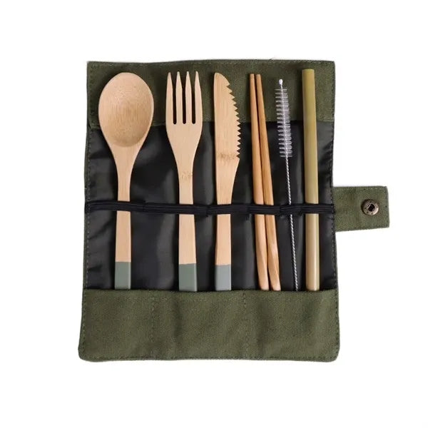 Eco - Friendly Outdoor Portable Bamboo Cutlery Set