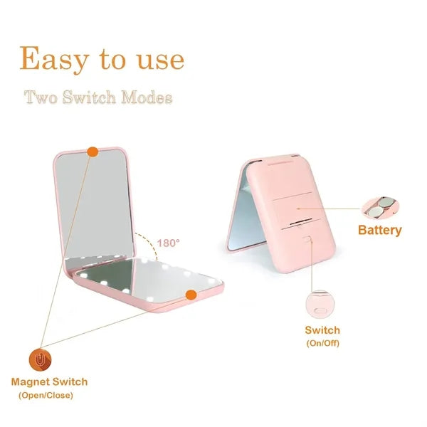 Portable Lighted Travel Tabletop Cosmetic Makeup Mirror