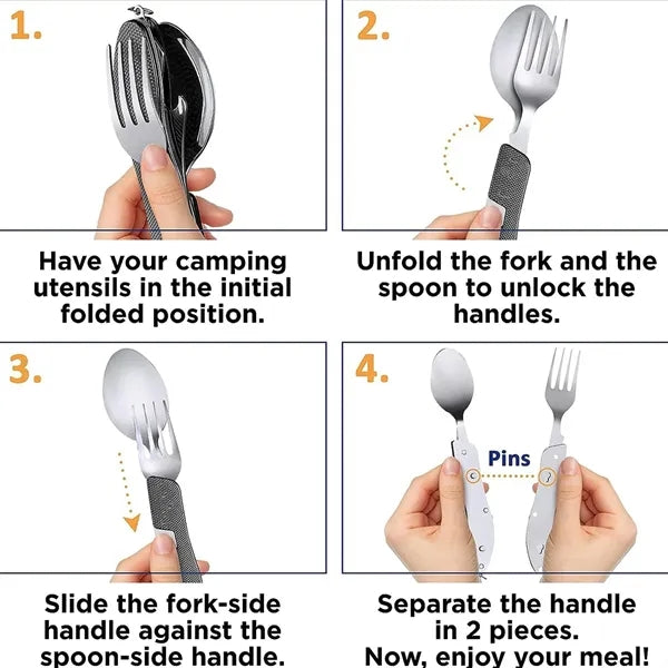Multifunctional Camping Stainless Steel Cutlery Set