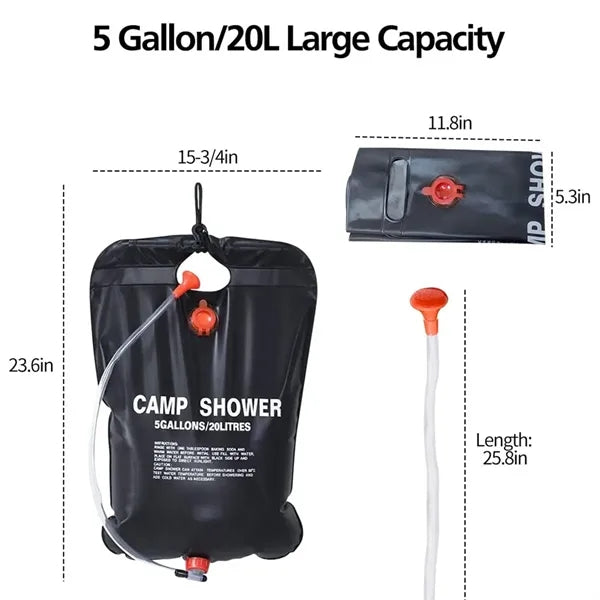 20 L Solar Outdoor Bath Water Bag Camping Equipment