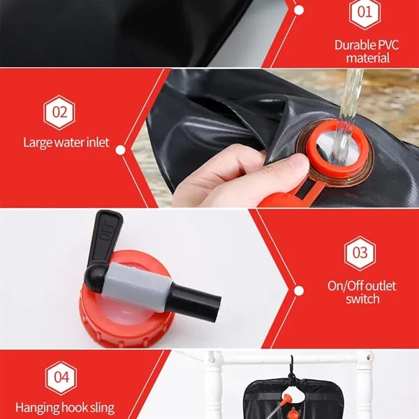 20 L Solar Outdoor Bath Water Bag Camping Equipment