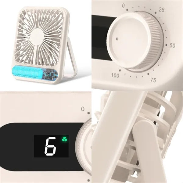 USB Rechargeable Handheld Fan with Folding Stand