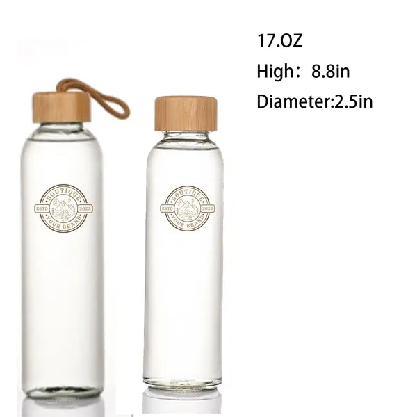 17OZ. Glass Water Bottle With Bamboo Lid And Beverage Cup