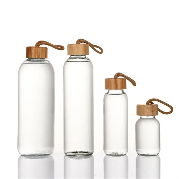 17OZ. Glass Water Bottle With Bamboo Lid And Beverage Cup