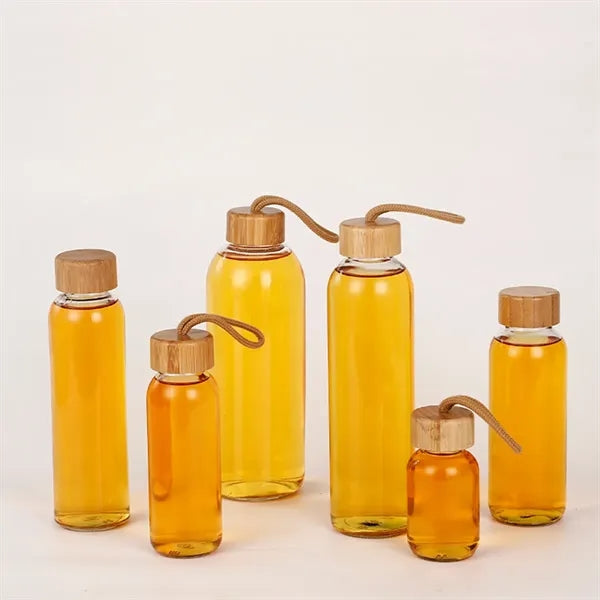 17OZ. Glass Water Bottle With Bamboo Lid And Beverage Cup