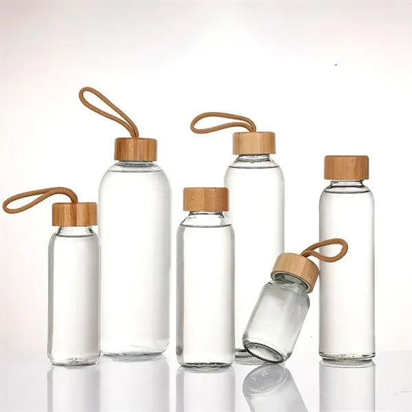 17OZ. Glass Water Bottle With Bamboo Lid And Beverage Cup