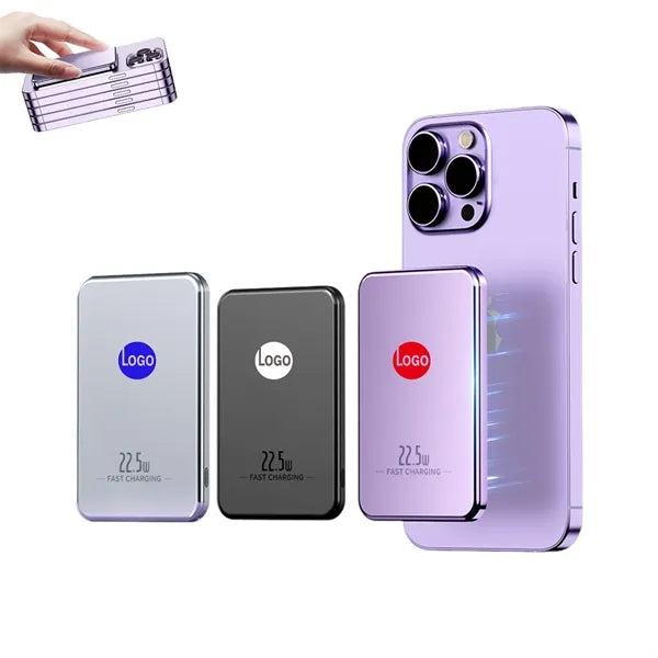 5000mah Aluminium Wireless Fast Charging Magnetic Power Bank