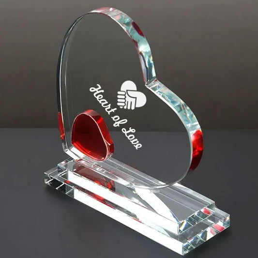 Heart Shape Clear Crystal Award Trophy