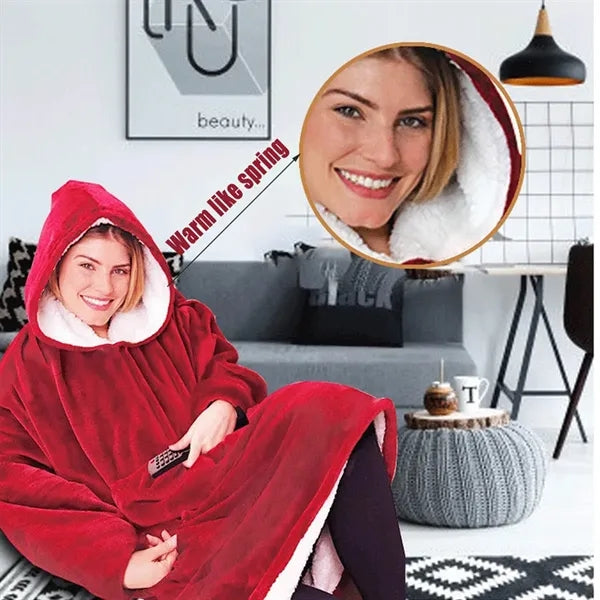 Oversized Cotton Wool And Cashmere Wearable Blanket
