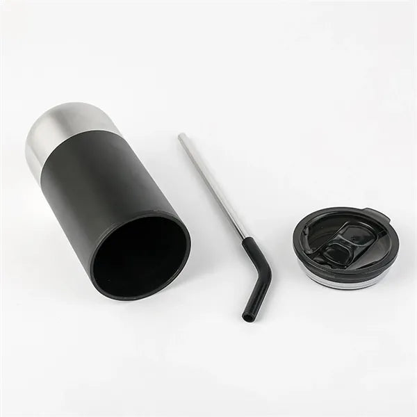 16oz Insulated Tumbler with Straw Double-Wall Water Bottle