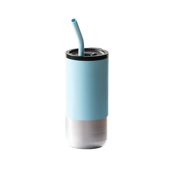 16oz Insulated Tumbler with Straw Double-Wall Water Bottle