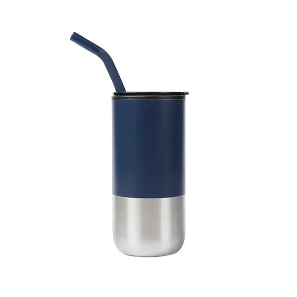 16oz Insulated Tumbler with Straw Double-Wall Water Bottle