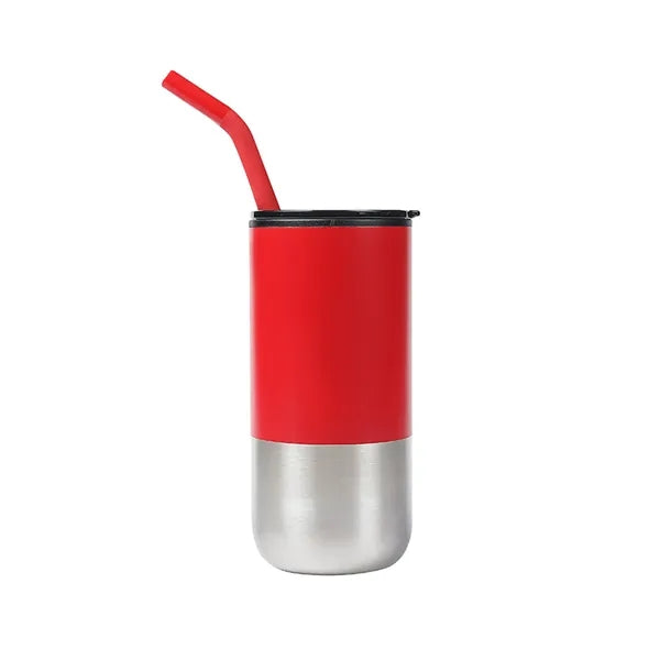 16oz Insulated Tumbler with Straw Double-Wall Water Bottle