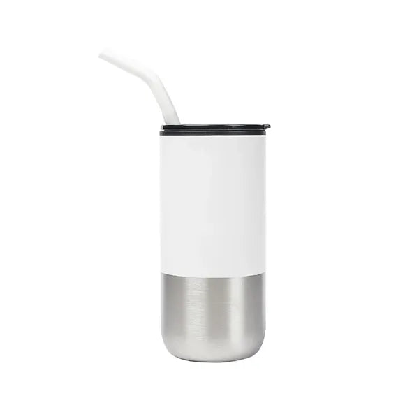 16oz Insulated Tumbler with Straw Double-Wall Water Bottle