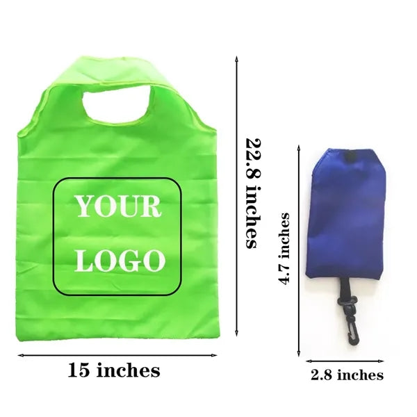 Eco-friendly 210D Folding Shopping Tote Bags w/Hooks