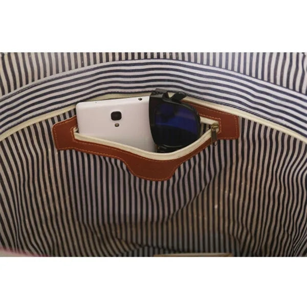 Elegant Paper Rope Tote Bag with Leather Handles