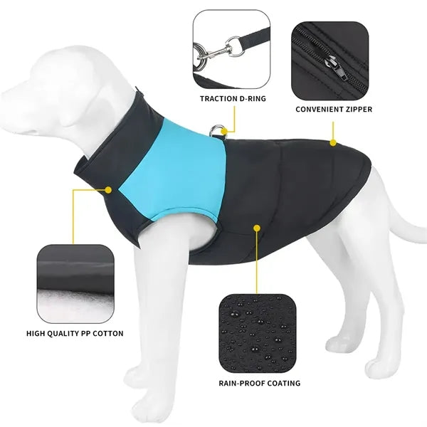 Dog Warm Vest with Zipper for Cold Winter