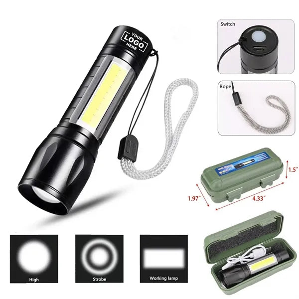 3 Modes Adjustable LED-Mini USB Rechargeable Flashlight