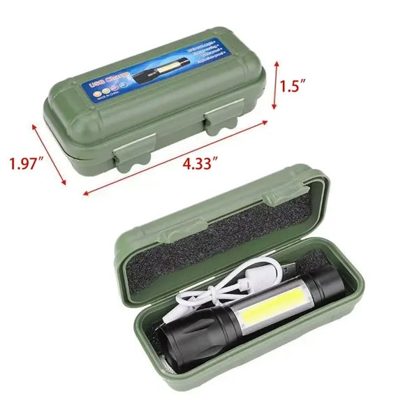 3 Modes Adjustable LED-Mini USB Rechargeable Flashlight