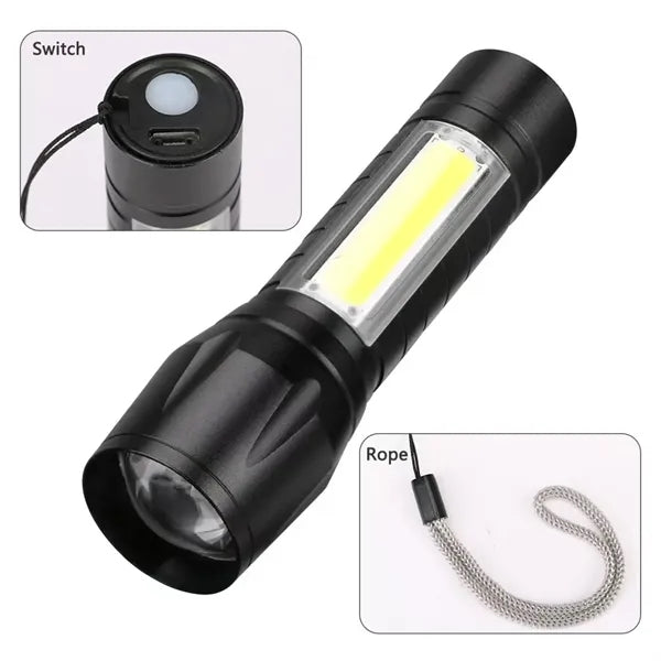 3 Modes Adjustable LED-Mini USB Rechargeable Flashlight