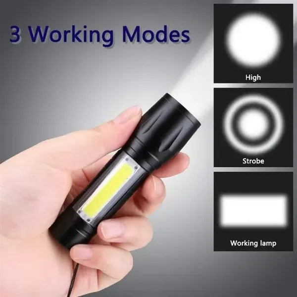 3 Modes Adjustable LED-Mini USB Rechargeable Flashlight