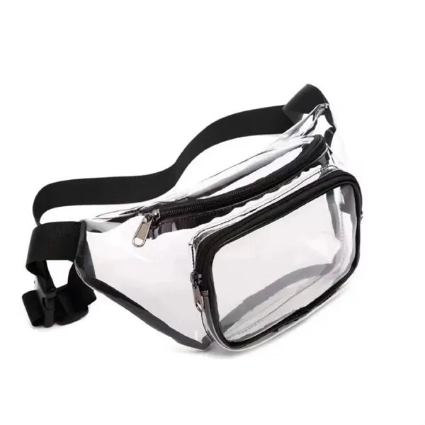 PVC Clear Fanny Pack w/ Zipper Pockets Transparent Bag