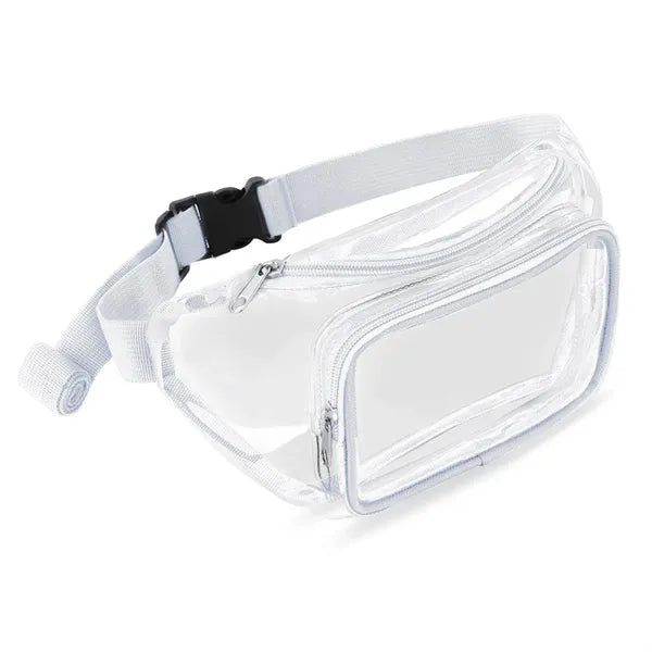 PVC Clear Fanny Pack w/ Zipper Pockets Transparent Bag