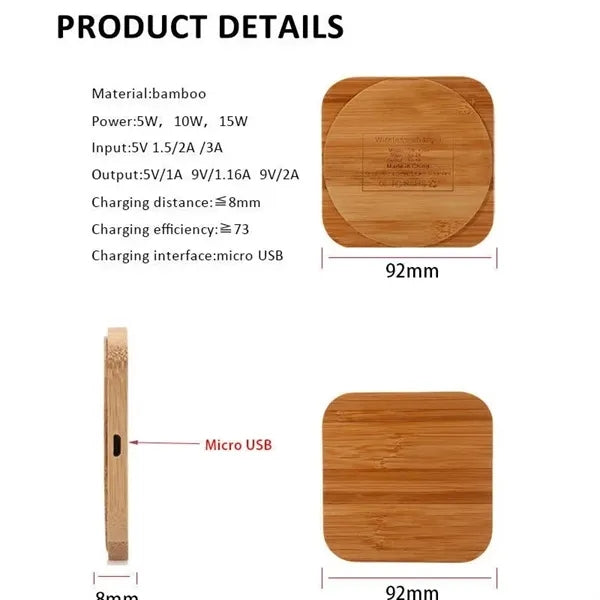 Bamboo Wireless Charger Pad