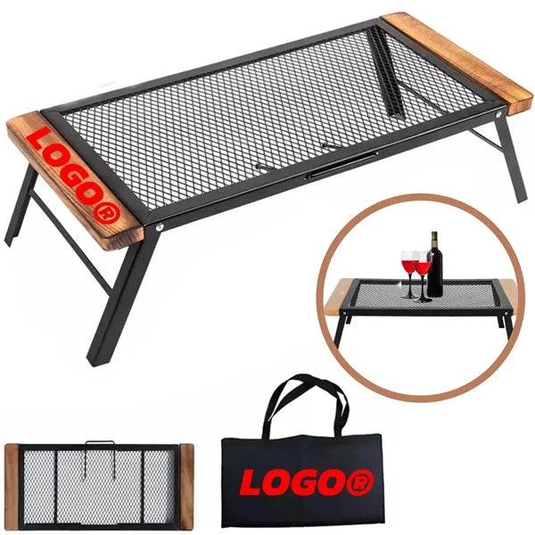 Foldable Wooden Mesh Camping Table