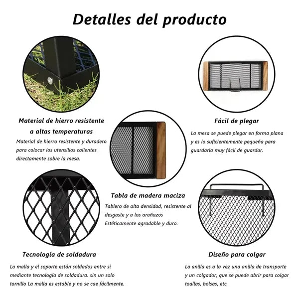 Foldable Wooden Mesh Camping Table