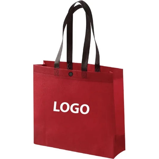 Large Snap Button Non Woven Shopping Bags 17x16 1/2x4 3/4"