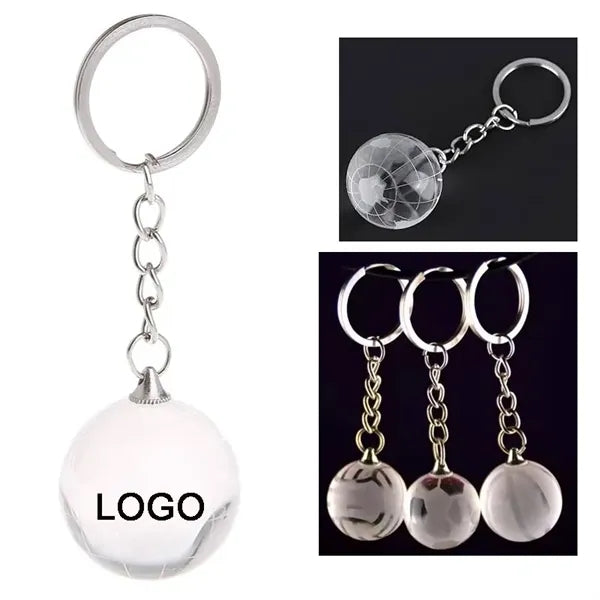 3D Crystal Globe KeyChain