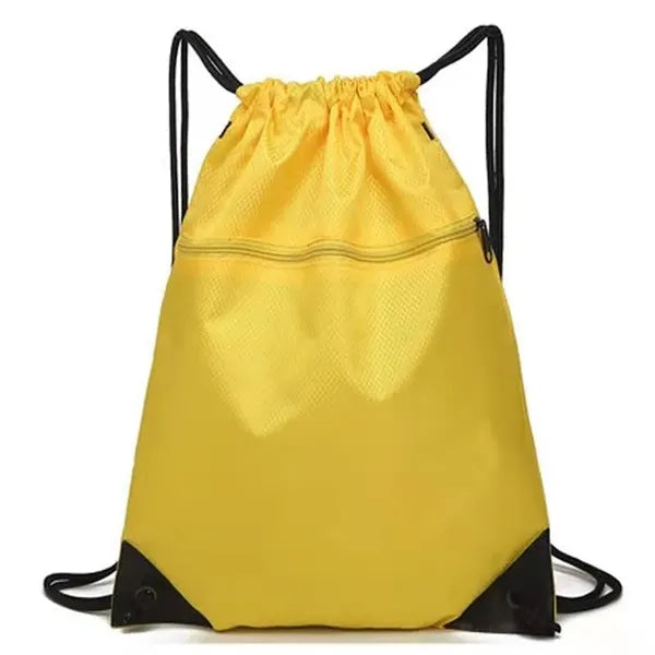 Drawstring Backpack with Zipper, Waterproof Back Bag for Gym