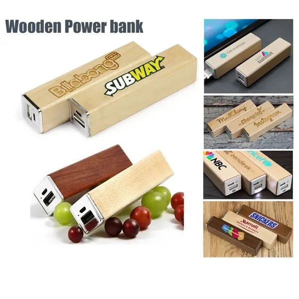 Square Shape Wooden Power Bank 2600mah