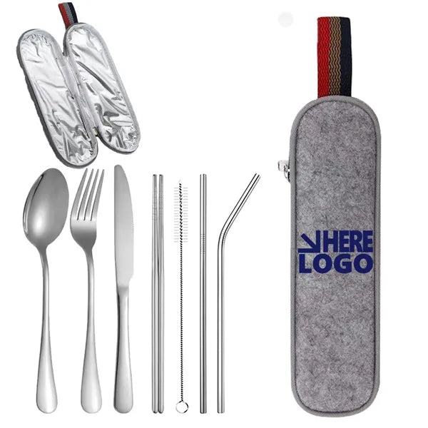 7pcs Stainless Steel Portable Dinnerware