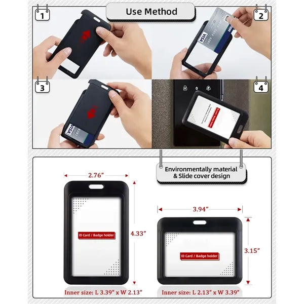 Hard Plastic Sliding ID Badge Holder With Lanyards