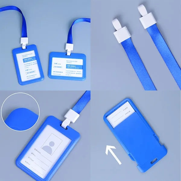 Hard Plastic Sliding ID Badge Holder With Lanyards
