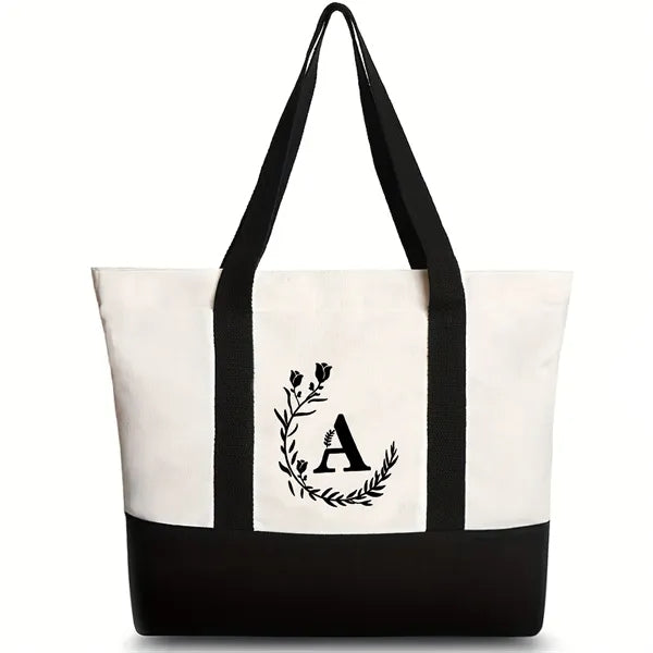 Classic Canvas Tote Bag with an External Pocket