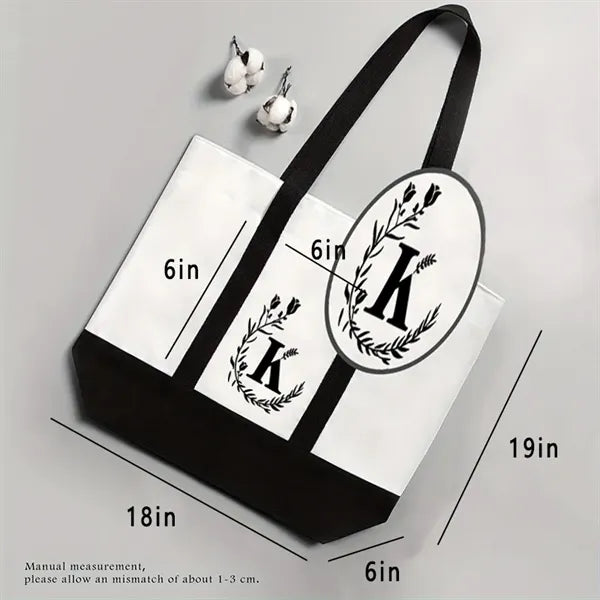 Classic Canvas Tote Bag with an External Pocket