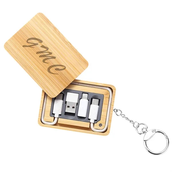 Eco-Friendly Bamboo 3-In-1 USB Charging Cable