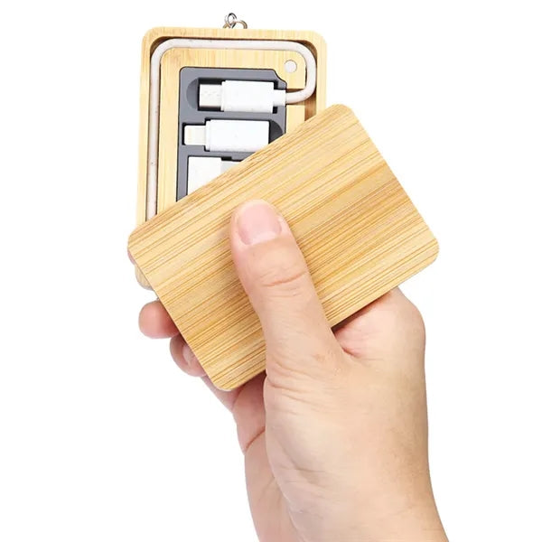 Eco-Friendly Bamboo 3-In-1 USB Charging Cable
