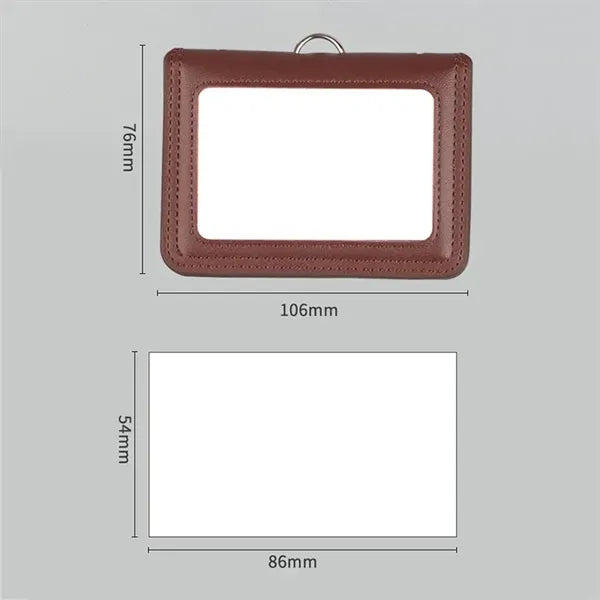 Genuine Leather Vel-cro Horizontal ID Badge Holder Lanyard