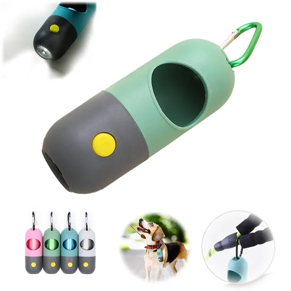 Dog Poop Bag Dispenser with Built-in LED Flashlight