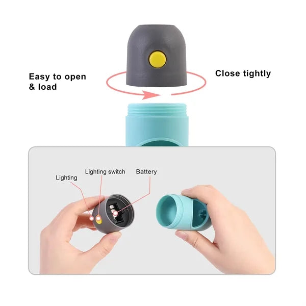 Dog Poop Bag Dispenser with Built-in LED Flashlight